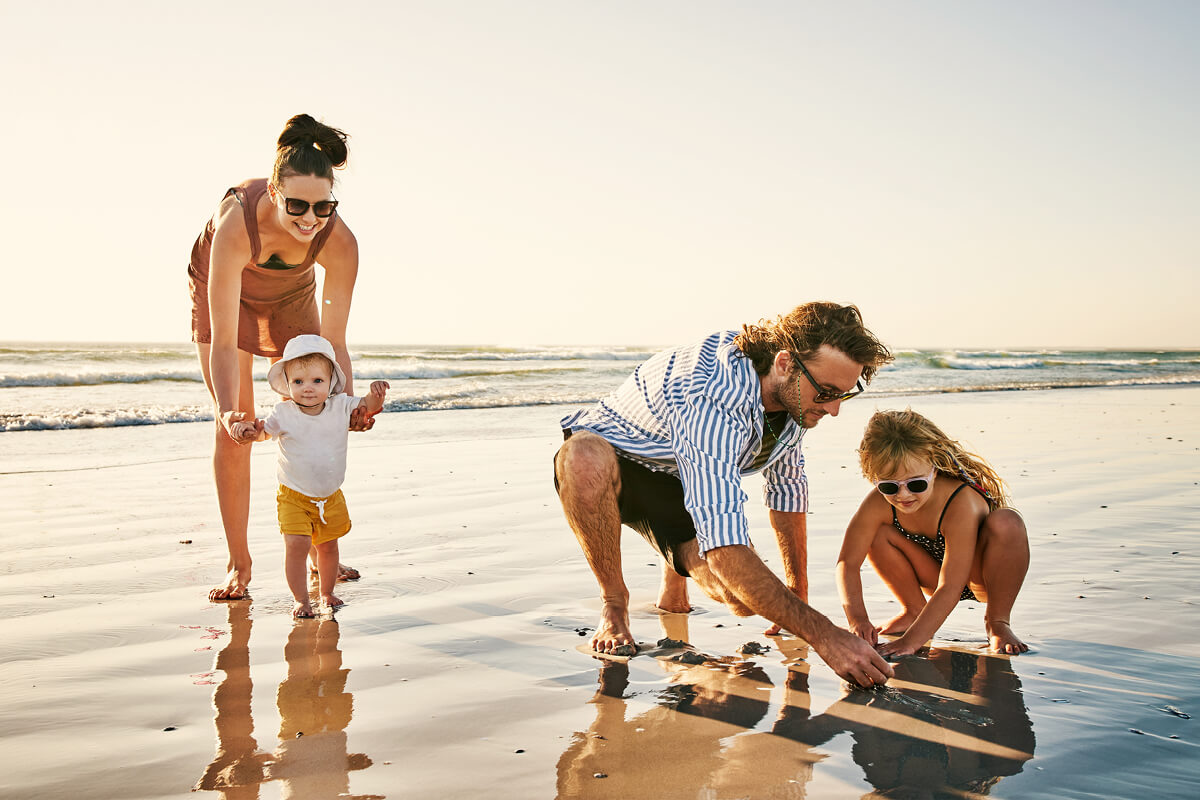A family at the beach